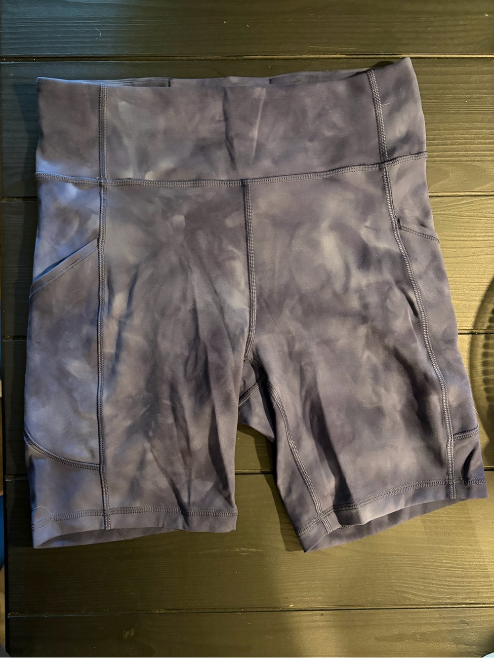 lululemon athletica Women's High-Rise Tie-Dye Bike Shorts - Slate Blue